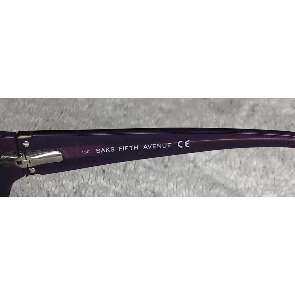 SAKS FIFTH AVENUE 61/S Dark Purple Cat-Eye Womens Sunglasses Frames 53-16-130